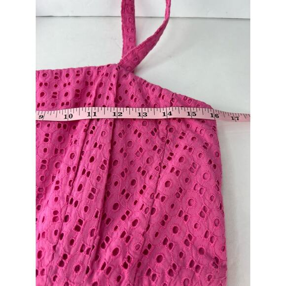 Crown and Ivy 10 Women's Pink Eyelet Removable Straps Fully Lined Cotton Dress - Picture 9 of 11